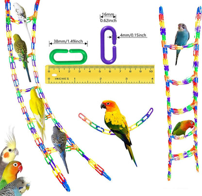 200-Piece Rainbow C-Clips Plastic Chain Links for Birds and Small Pets | Non-Toxic, Durable, and Chew-Resistant for Indoor and Outdoor Use | Easy Snap Together Design