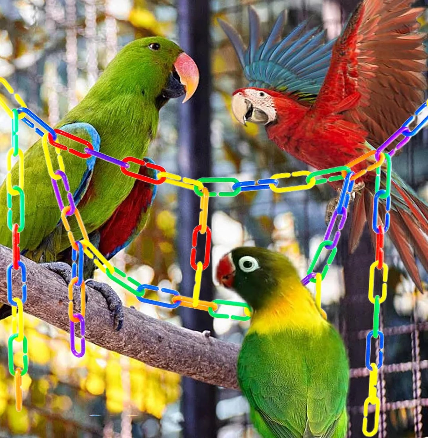 200-Piece Rainbow C-Clips Plastic Chain Links for Birds and Small Pets | Non-Toxic, Durable, and Chew-Resistant for Indoor and Outdoor Use | Easy Snap Together Design