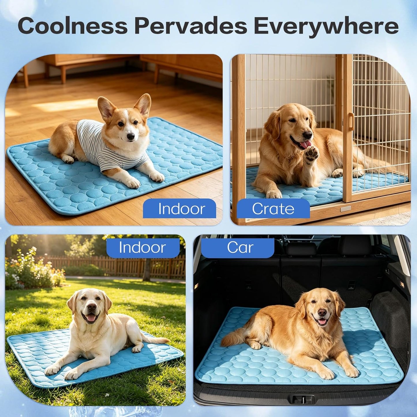 Pet Cooling Mat for Dogs & Cats – Q-Max 0.4 Arc-Chill Pad, Washable, Non-Slip, Multi-Size