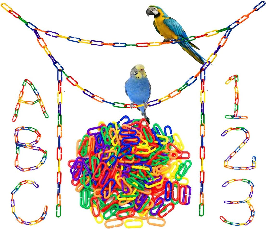 200-Piece Rainbow C-Clips Plastic Chain Links for Birds and Small Pets | Non-Toxic, Durable, and Chew-Resistant for Indoor and Outdoor Use | Easy Snap Together Design