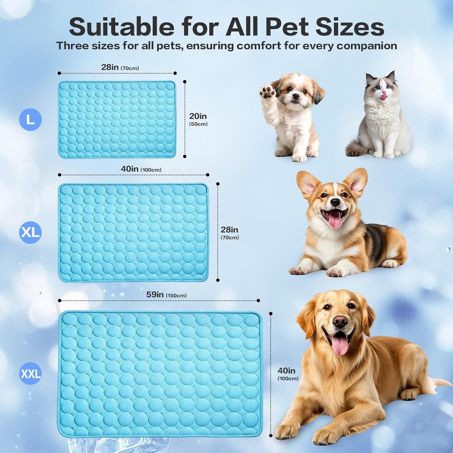Pet Cooling Mat for Dogs & Cats – Q-Max 0.4 Arc-Chill Pad, Washable, Non-Slip, Multi-Size